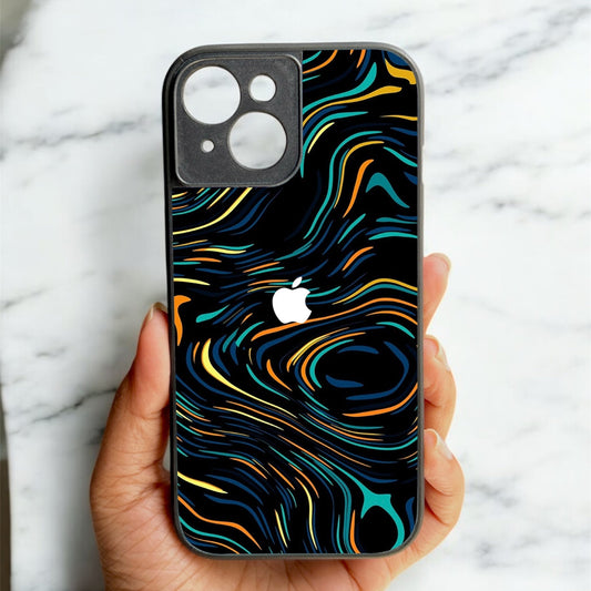 Glow Lines Glossy Metal Back Case for Apple Iphone 15