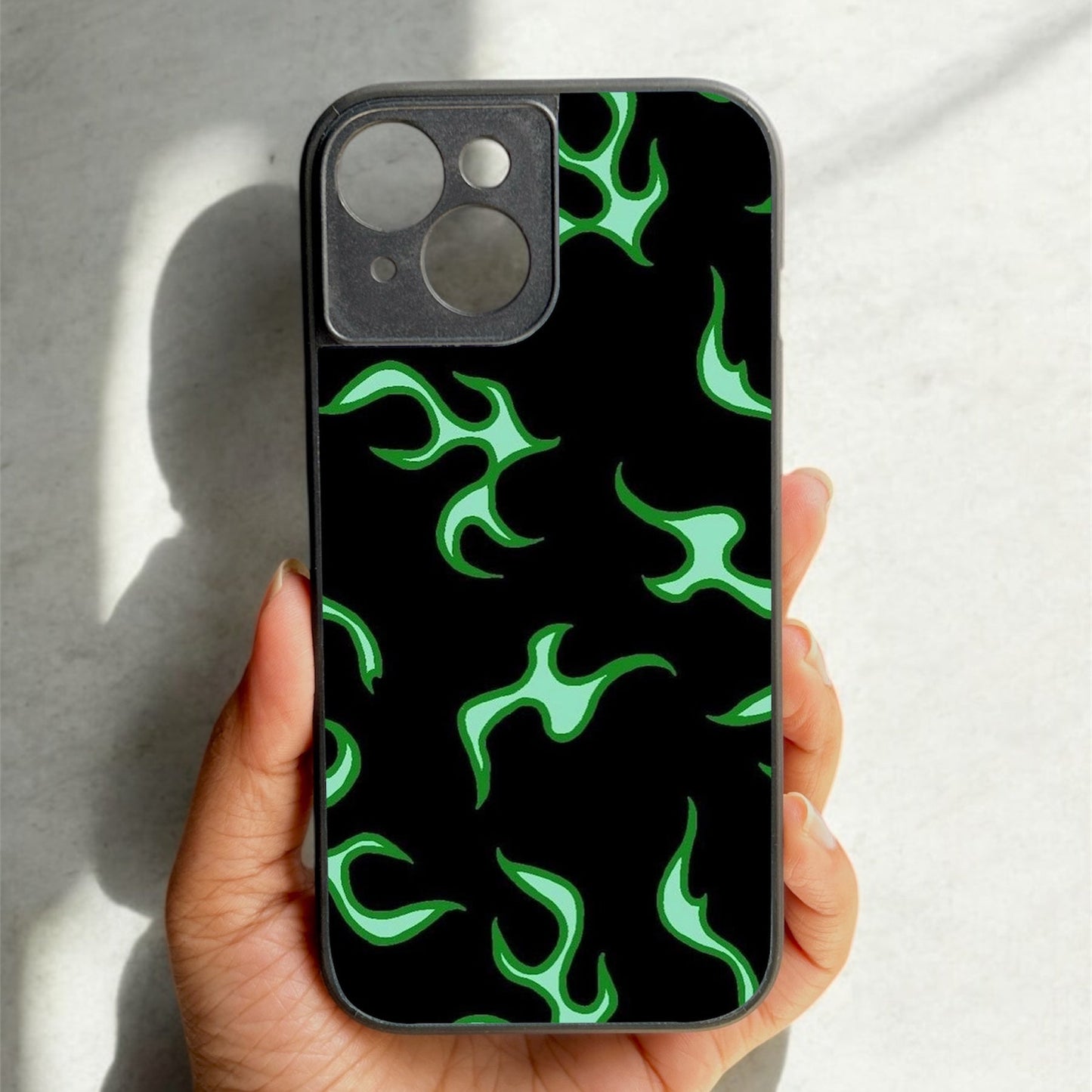 Neon Fire Glossy Metal Back Case for Apple Iphone 15