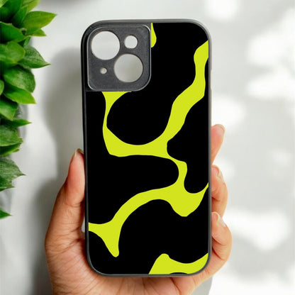Lime Pulse Glossy Metal Back Case for Apple Iphone 15