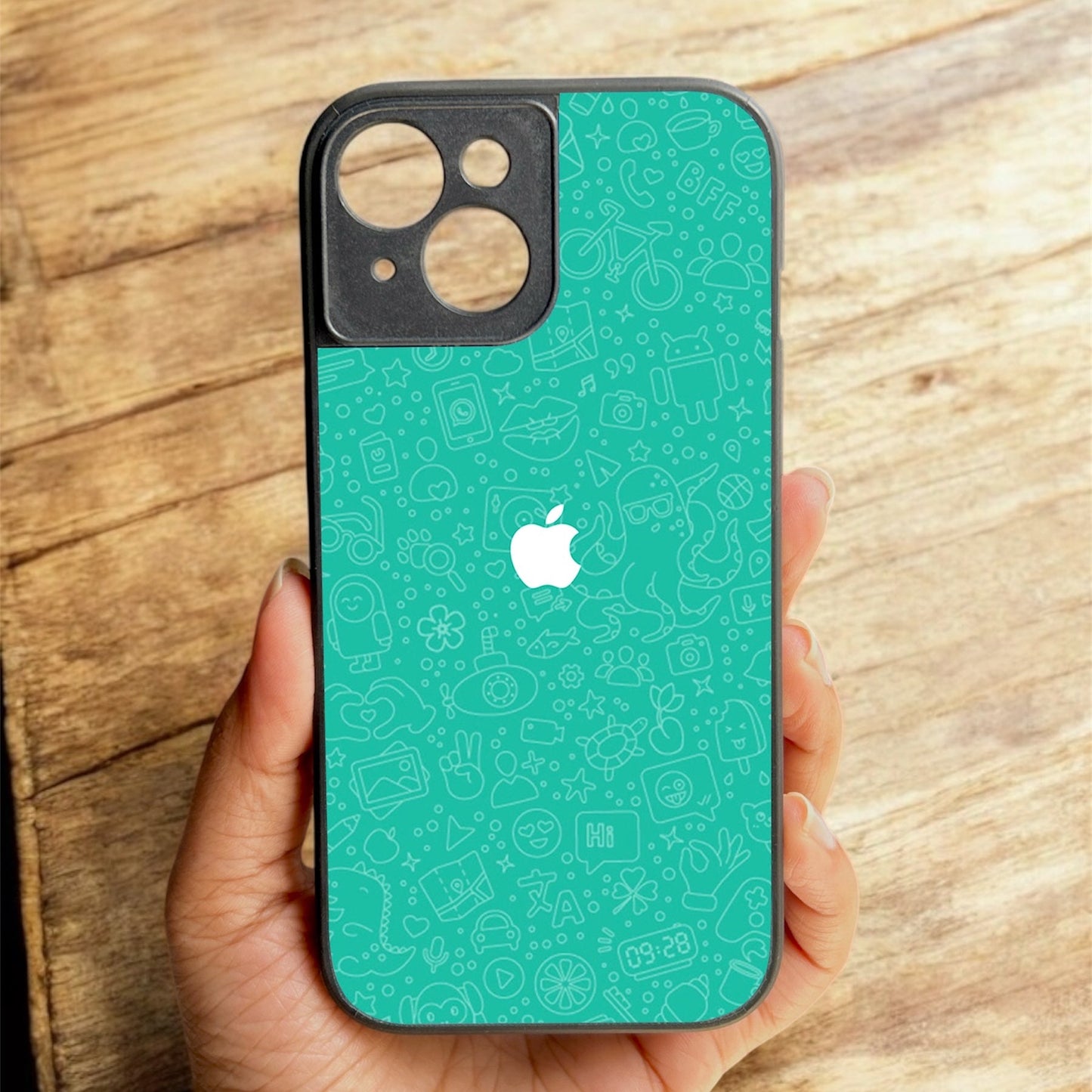 DoodlePop Glossy Metal Back case for Apple Iphone 15