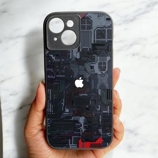 Circuit Crush Glossy Metal Back Case for Apple Iphone 15
