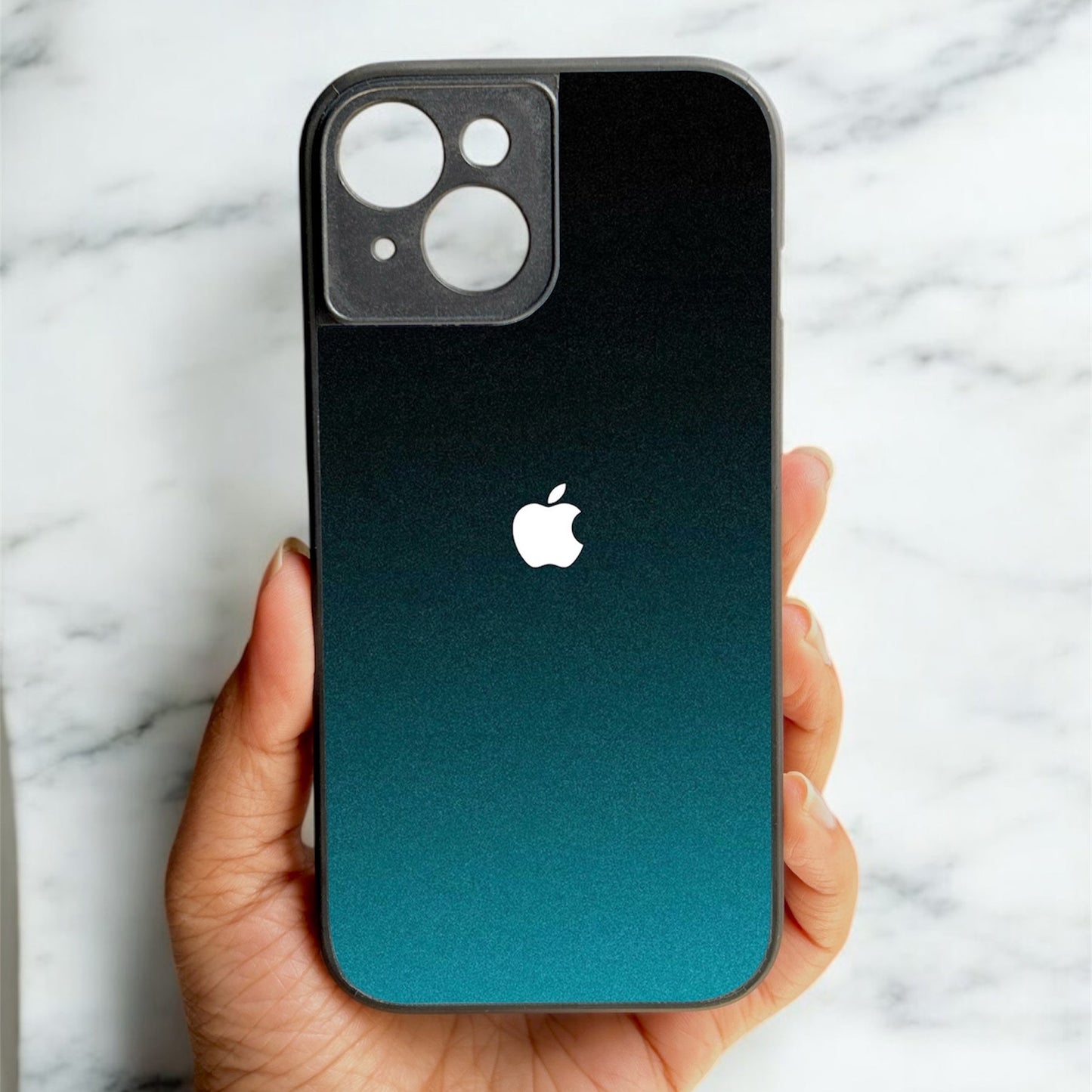 Midnight Teal Glossy Metal Back Case for Apple Iphone 15