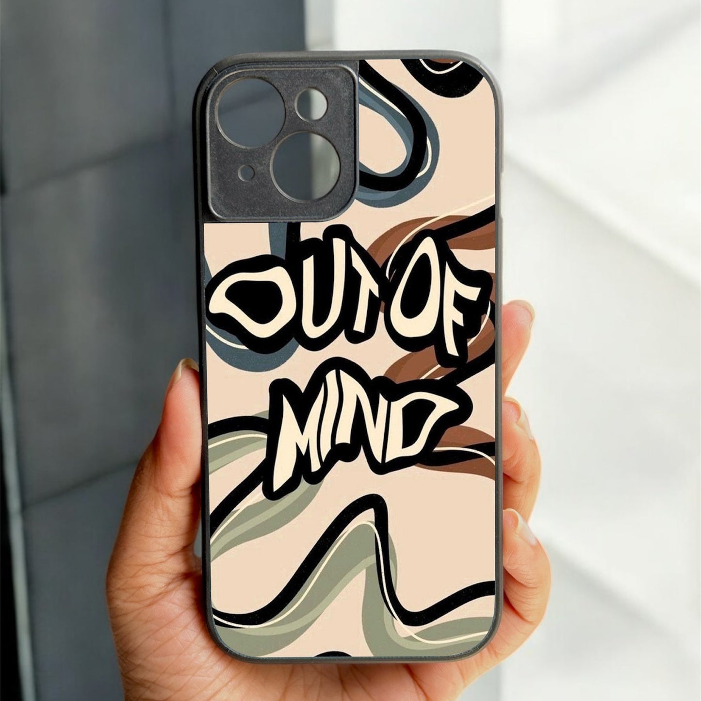 Out Of Mind' Glossy Metal Back Case for Apple Iphone 15