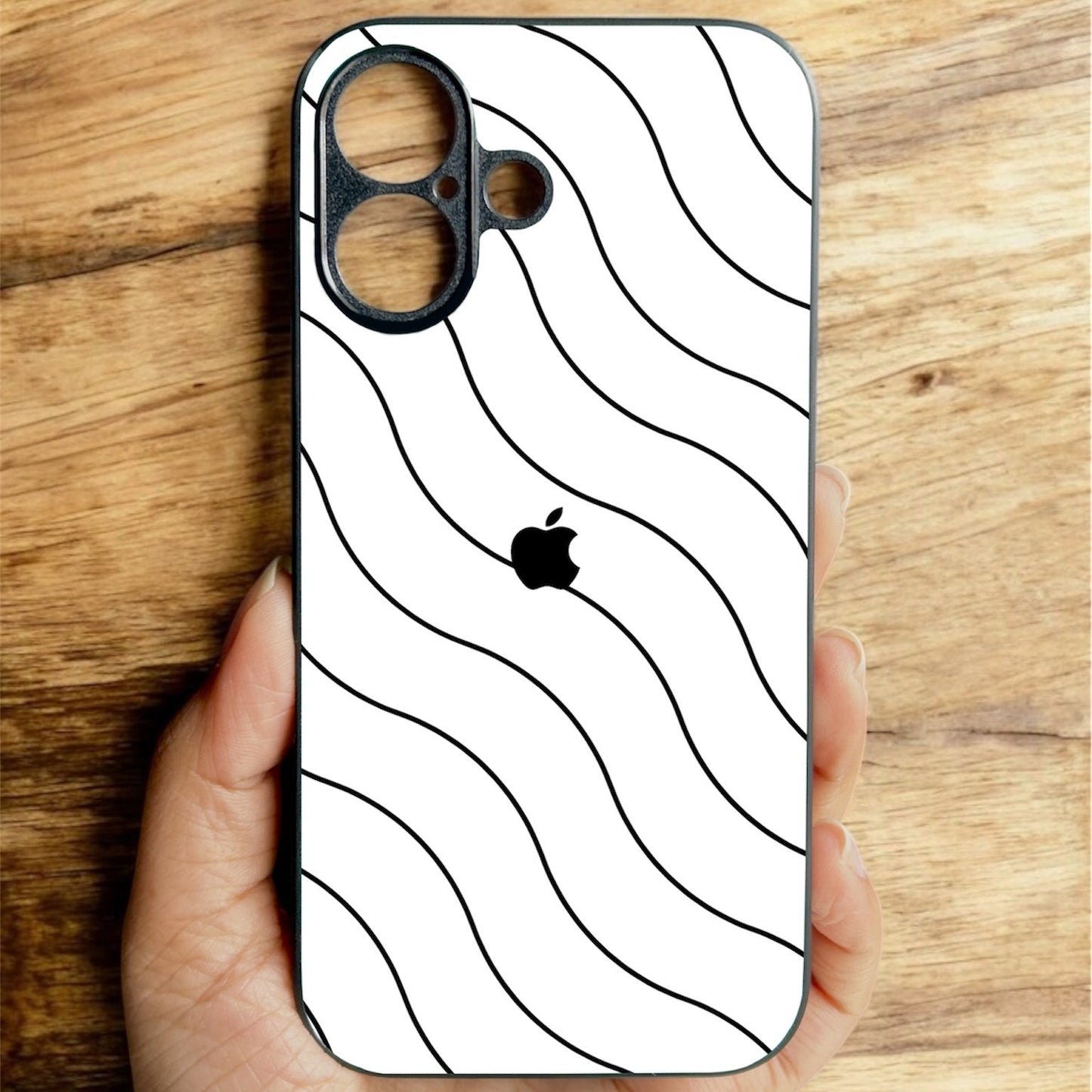 White Curvio Metal Back Case for Apple Iphone 16