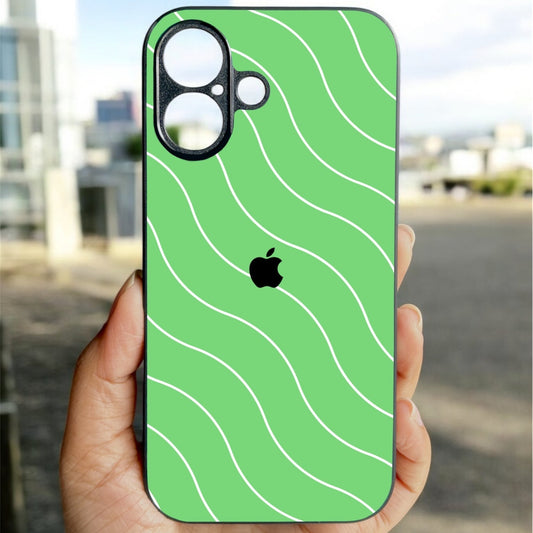 Green Curvio Metal Back Case for Apple Iphone 16