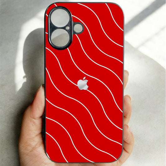 Red Curvio Metal Back Case for Apple Iphone 16
