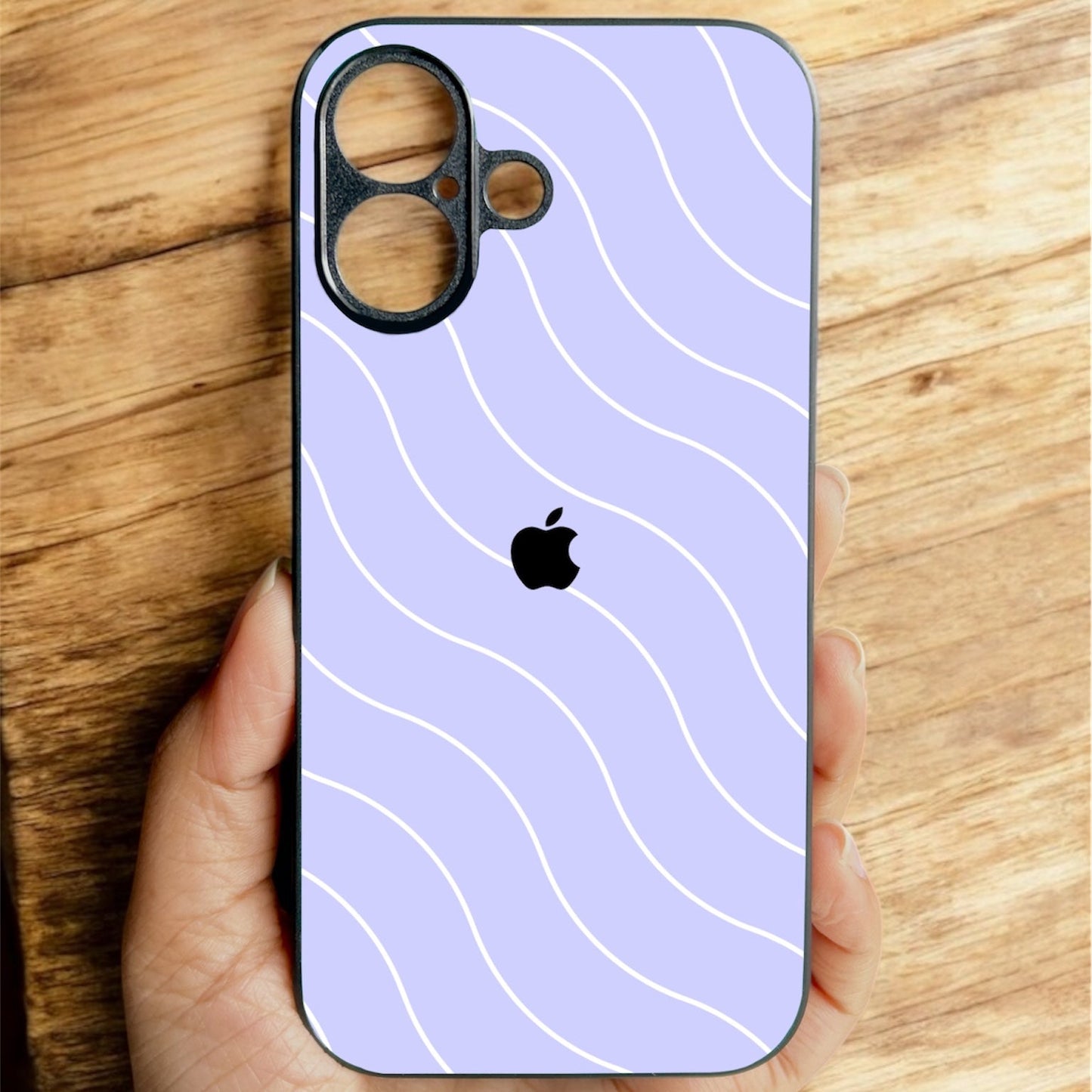 Lavender Curvio Metal Back Case for Apple Iphone 16