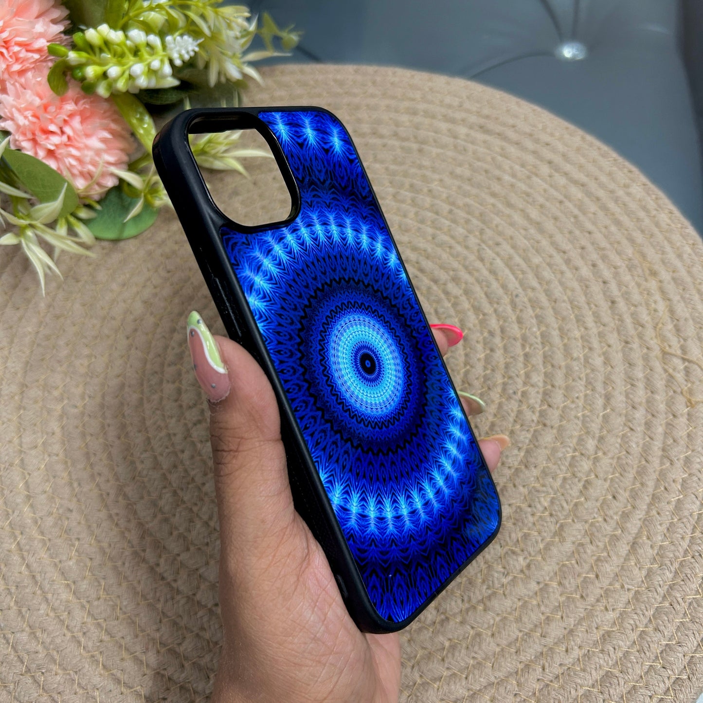 Amulet Mandala Glossy Metal Back Case for Apple Iphone 15 Plus