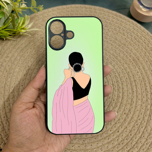 Saree Chic Metal Back Case for Apple Iphone 16