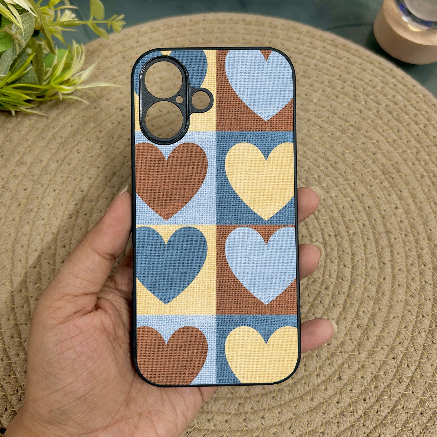 Patchwork Love Metal Back Case for Apple Iphone 16