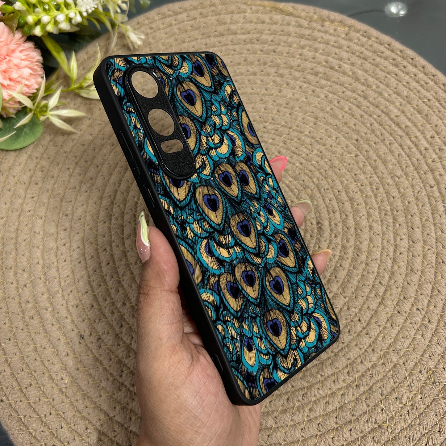 Peacock Feathers Metal Back Case for Oneplus Nord CE 4 Lite (5G)