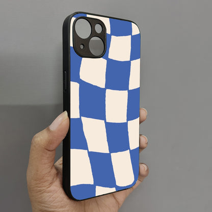 Wavy Checks Metal Back Case for Apple Iphone 14