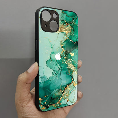 Jade Swirl Metal Back Case for Apple Iphone 15 Plus