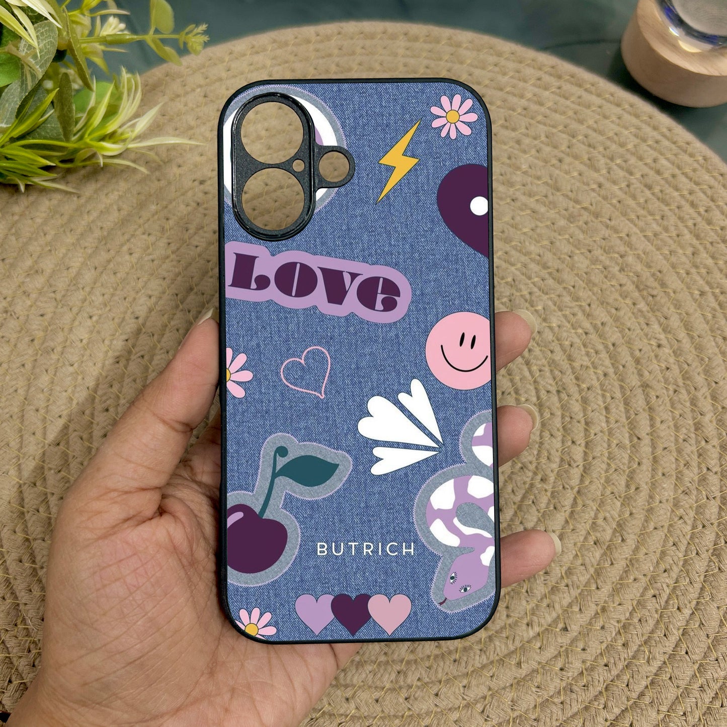 Denim Aesthetic Metal Back Case for Apple Iphone 16