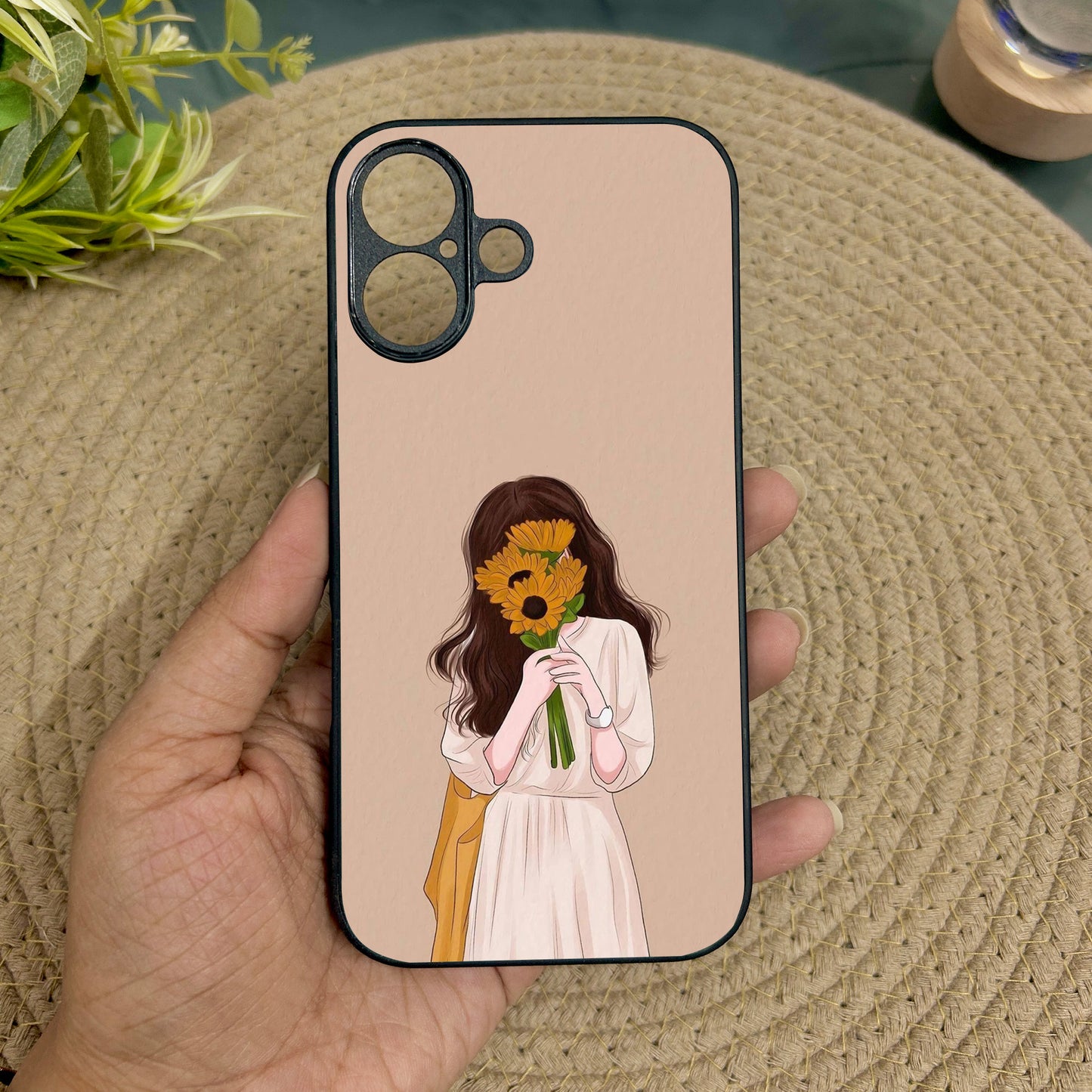 Sunflower Serenity Metal Back Case for Apple Iphone 16