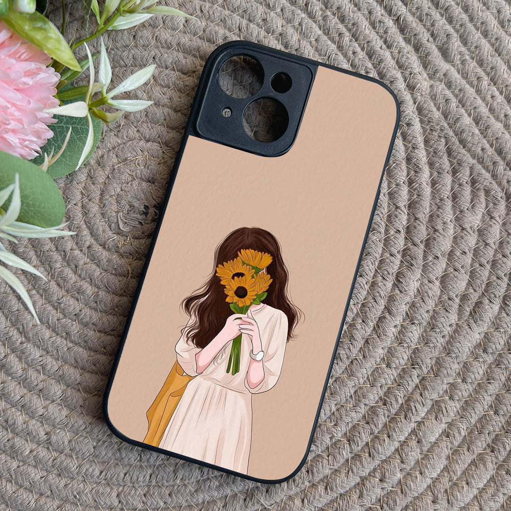 Sunflower Serenity Metal Back Case for Apple Iphone 15