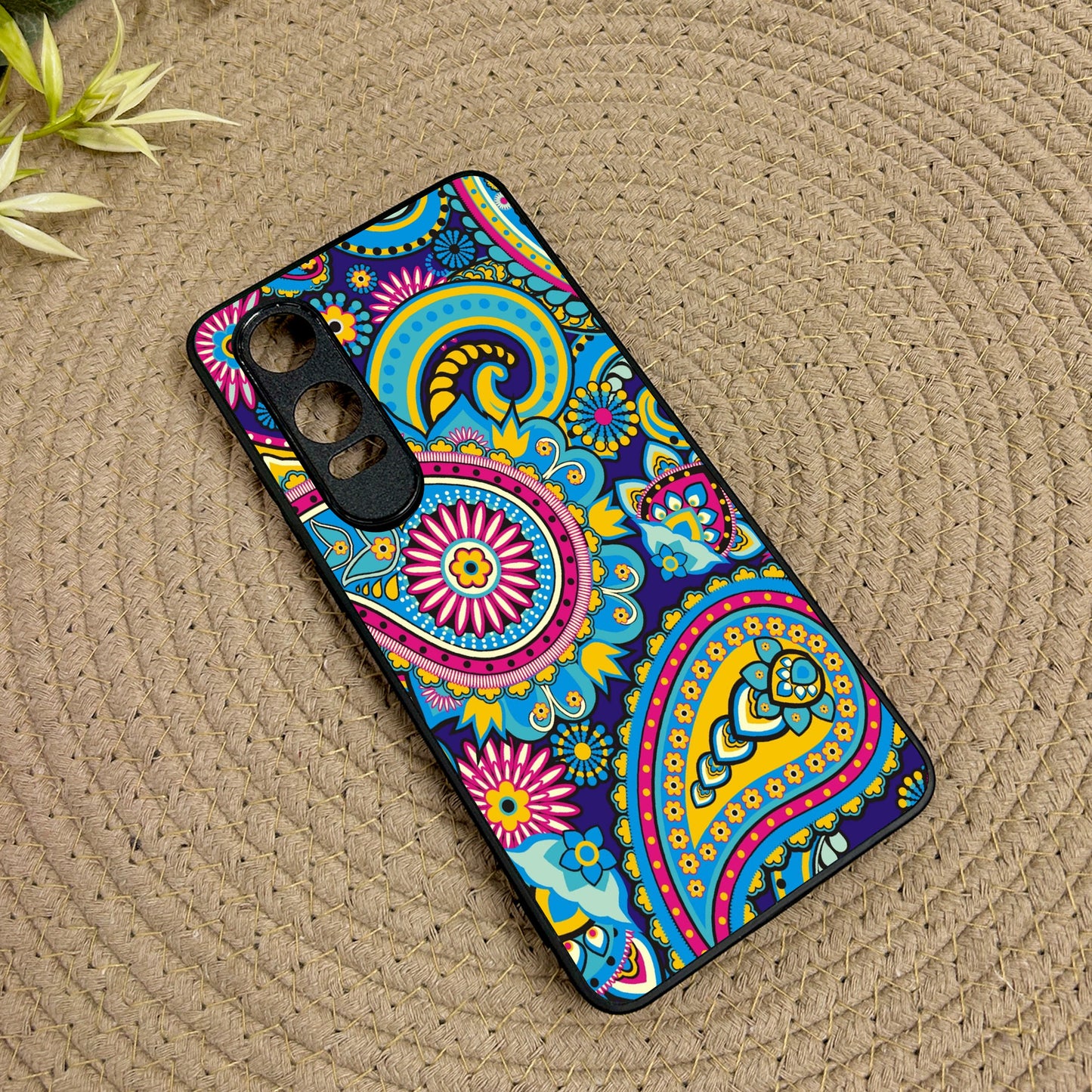 Phulkari Pattern Glossy Metal Back Case for Oneplus Nord CE 4 Lite (5G)