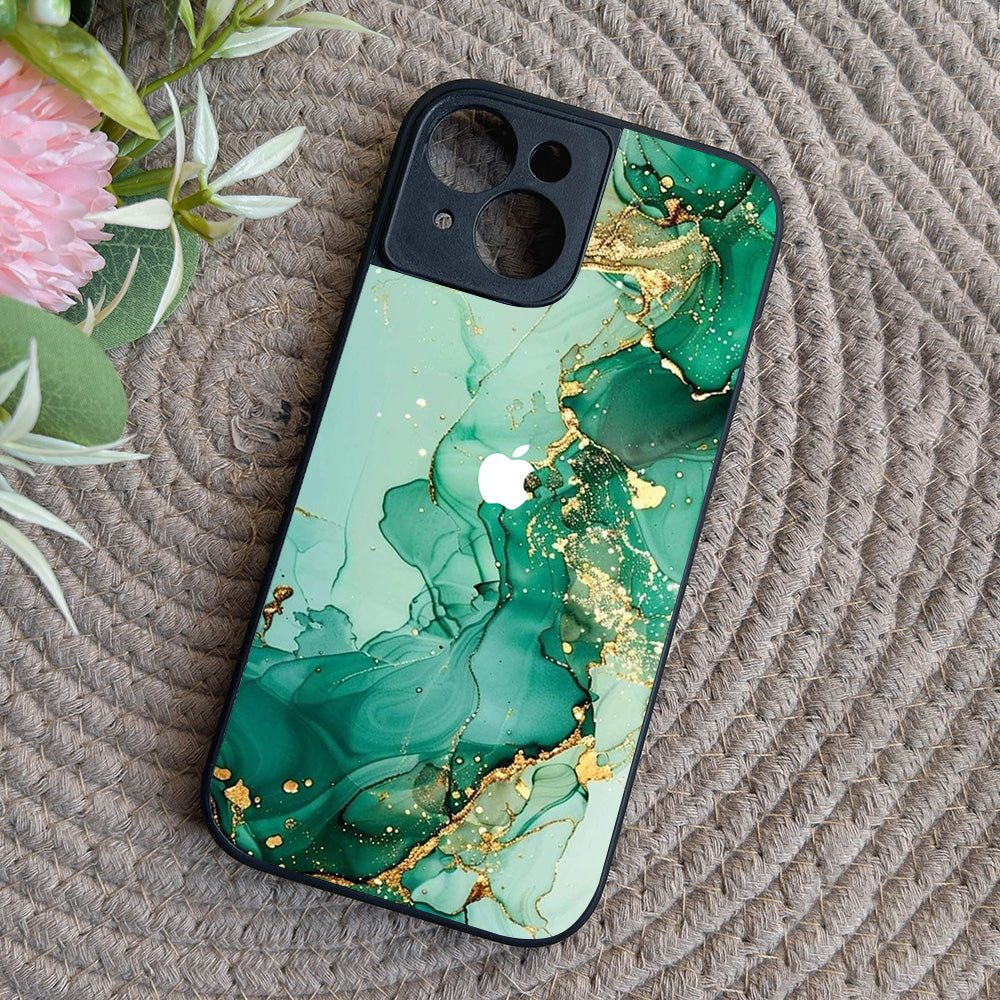 Jade Swirl Metal Back Case for Apple Iphone 15