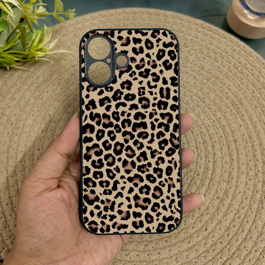 Cheetah Print Metal Back Case for Apple Iphone 16