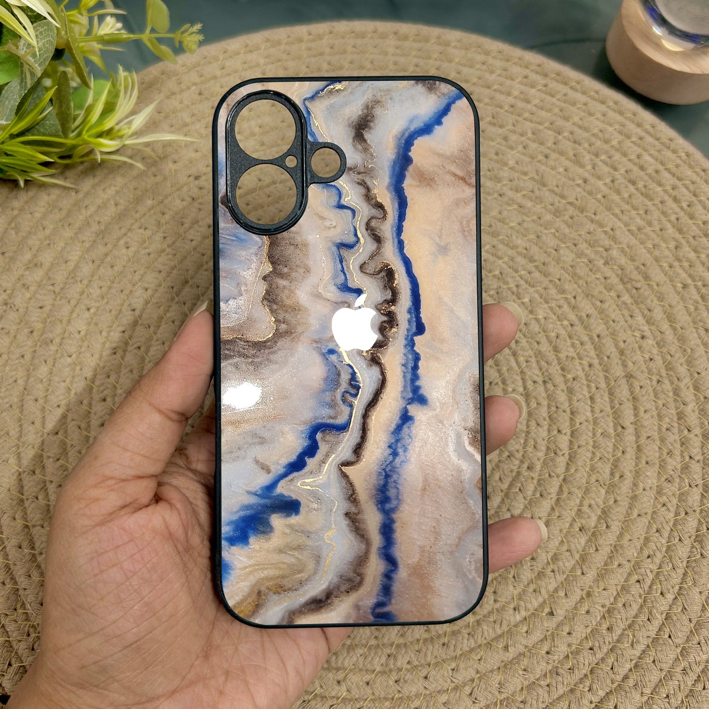 Crystal Drift Metal Back Case for Apple Iphone 16