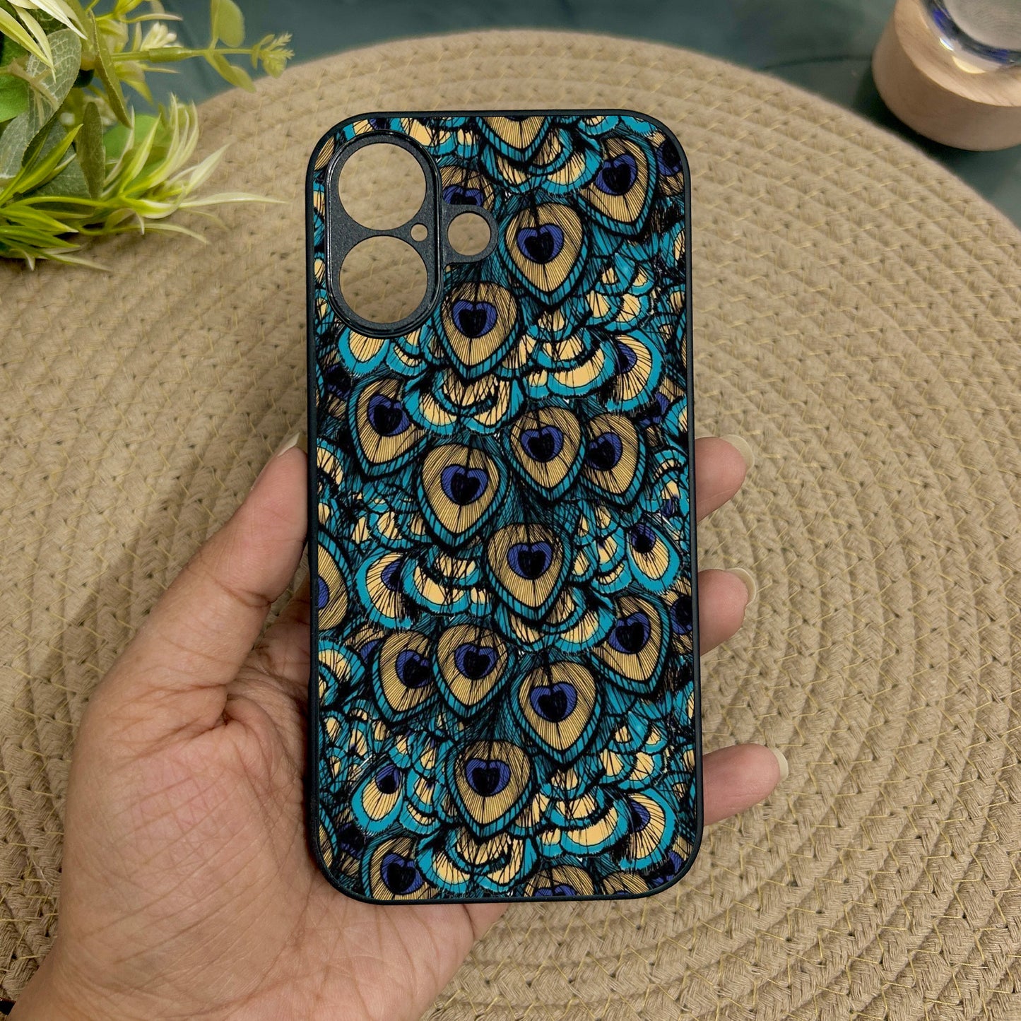 Peacock Feathers Metal Back Case for Apple Iphone 16