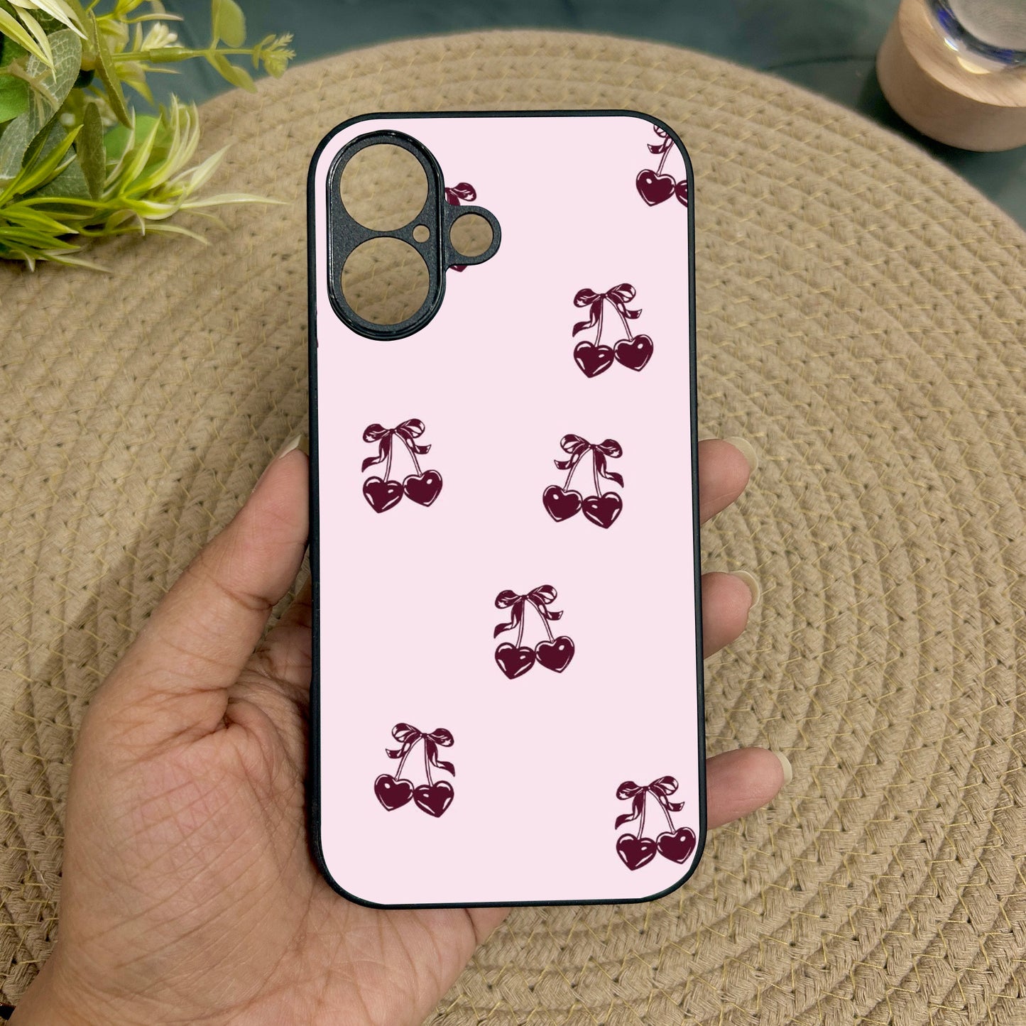 Blush Berry Metal Back Case for Apple Iphone 16