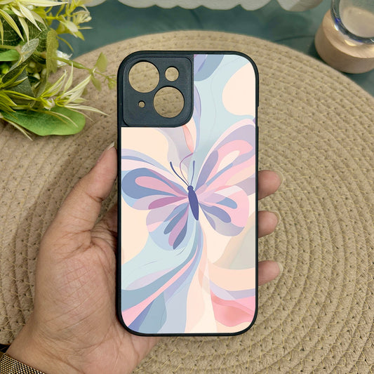Artistic Butterfly Metal Back Case for Apple Iphone 15