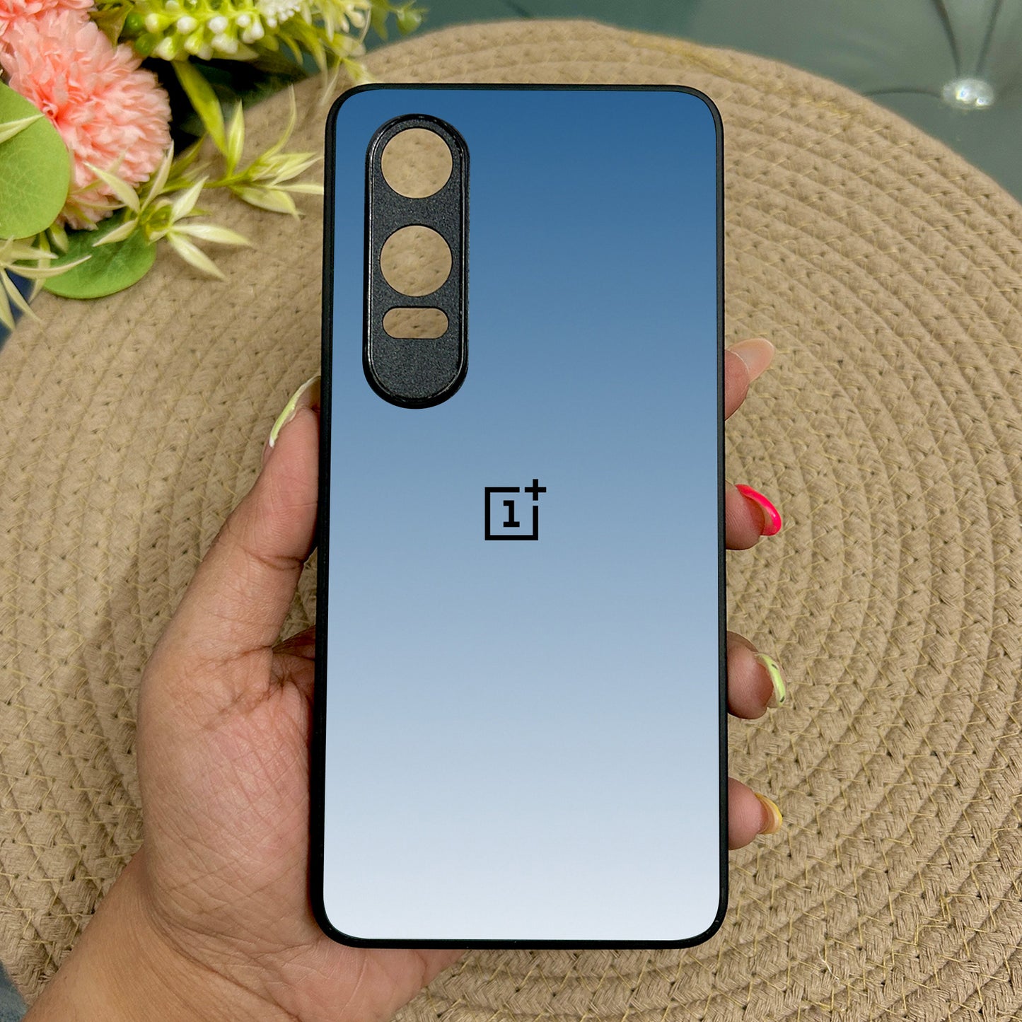 Icy Blue Glossy Metal Back Case for Oneplus Nord CE 4 Lite (5G)