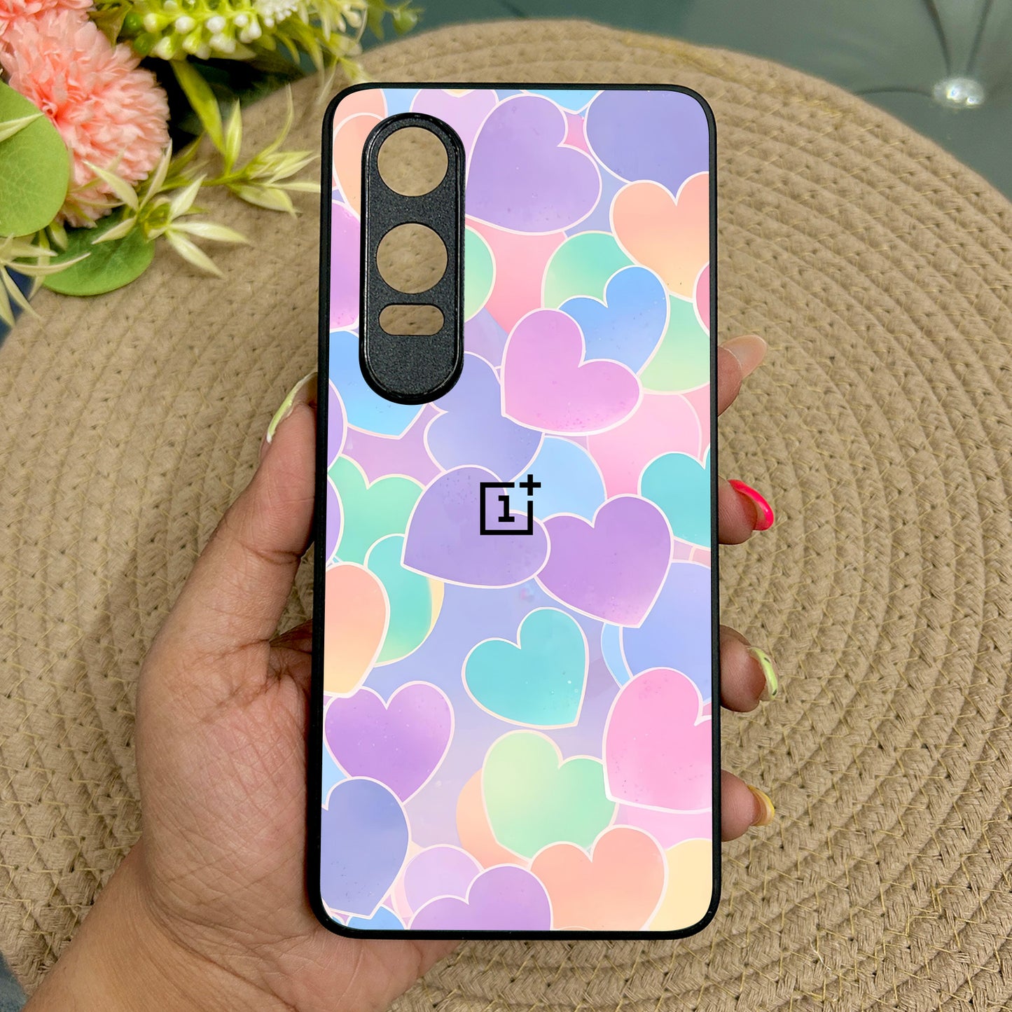 Pastel Hearts Glossy Metal Back Case for Oneplus Nord CE 4 Lite (5G)