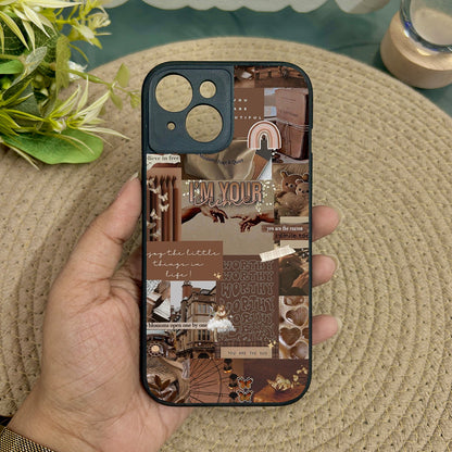 Aesthetic Brown Collage Metal Back Case for Apple Iphone 15