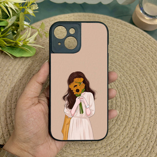 Sunflower Serenity Metal Back Case for Apple Iphone 15