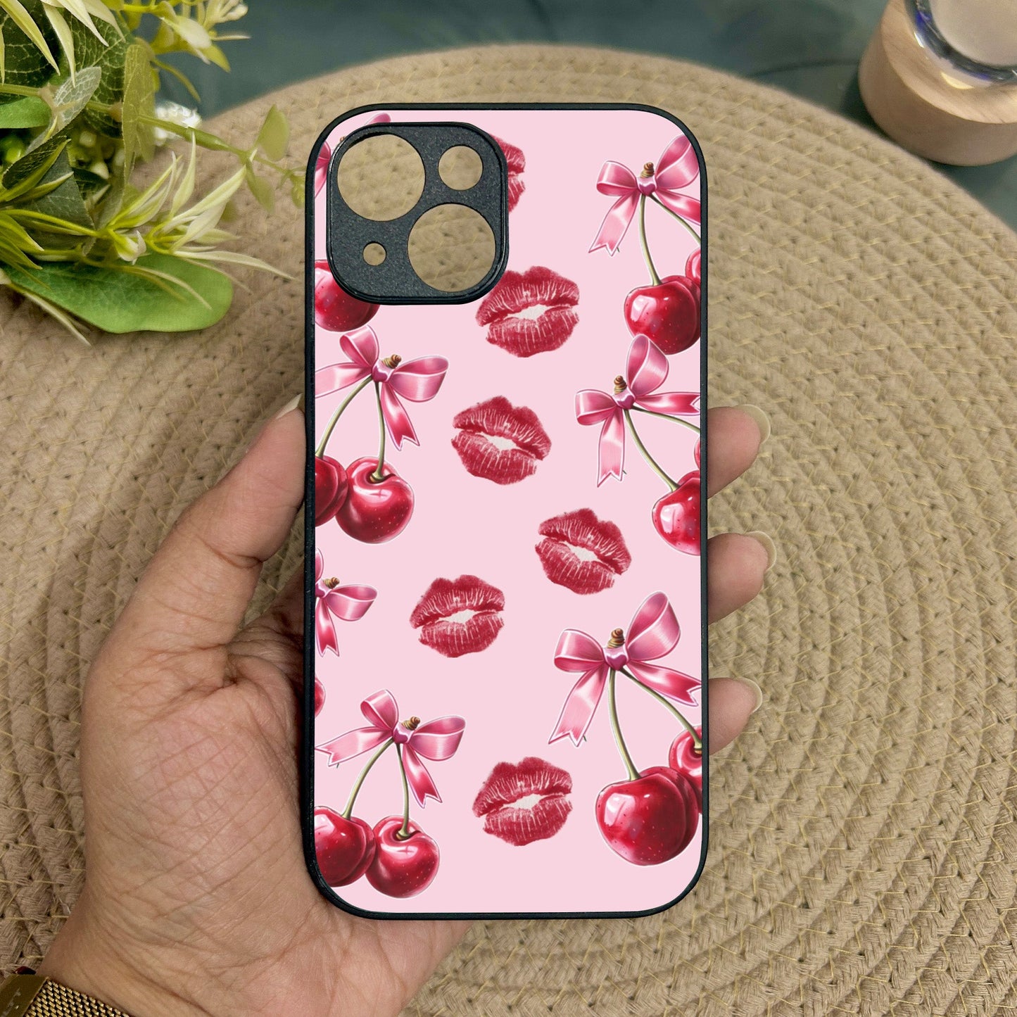 Cherry Lips Metal Back Case for Apple Iphone 14