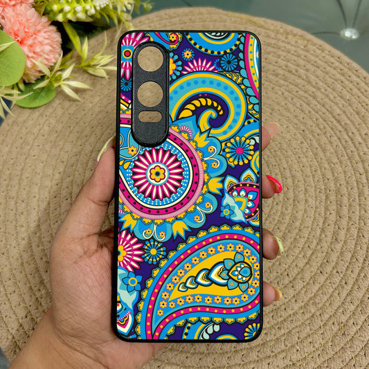 Phulkari Pattern Glossy Metal Back Case for Oneplus Nord CE 4 Lite (5G)