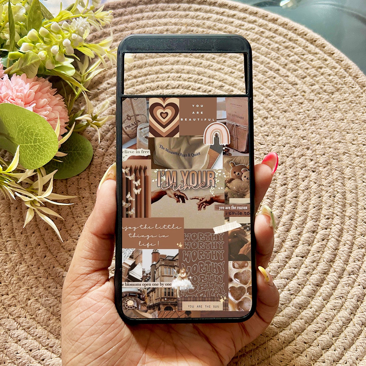 Aesthetic Brown Collage Case for Google Pixel 8