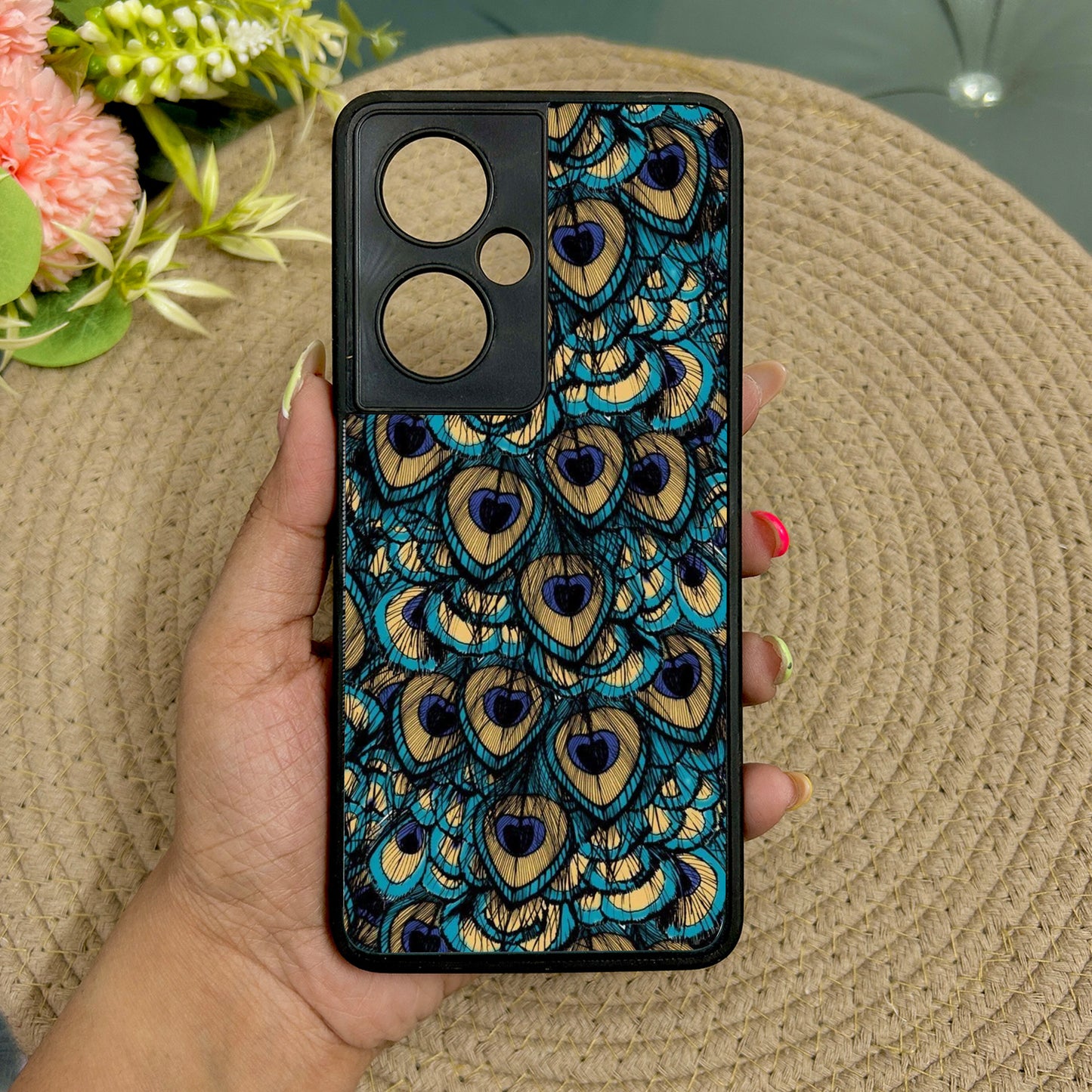 Peacock Feathers Metal Back Case for Oneplus Nord CE 3 Lite (5G)
