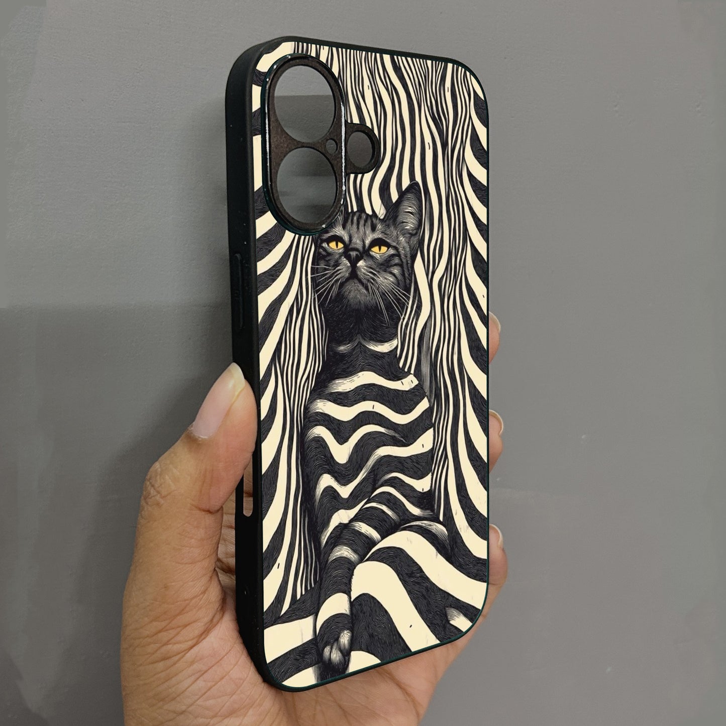 Cosmic Cat Metal Back Case for Apple Iphone 16