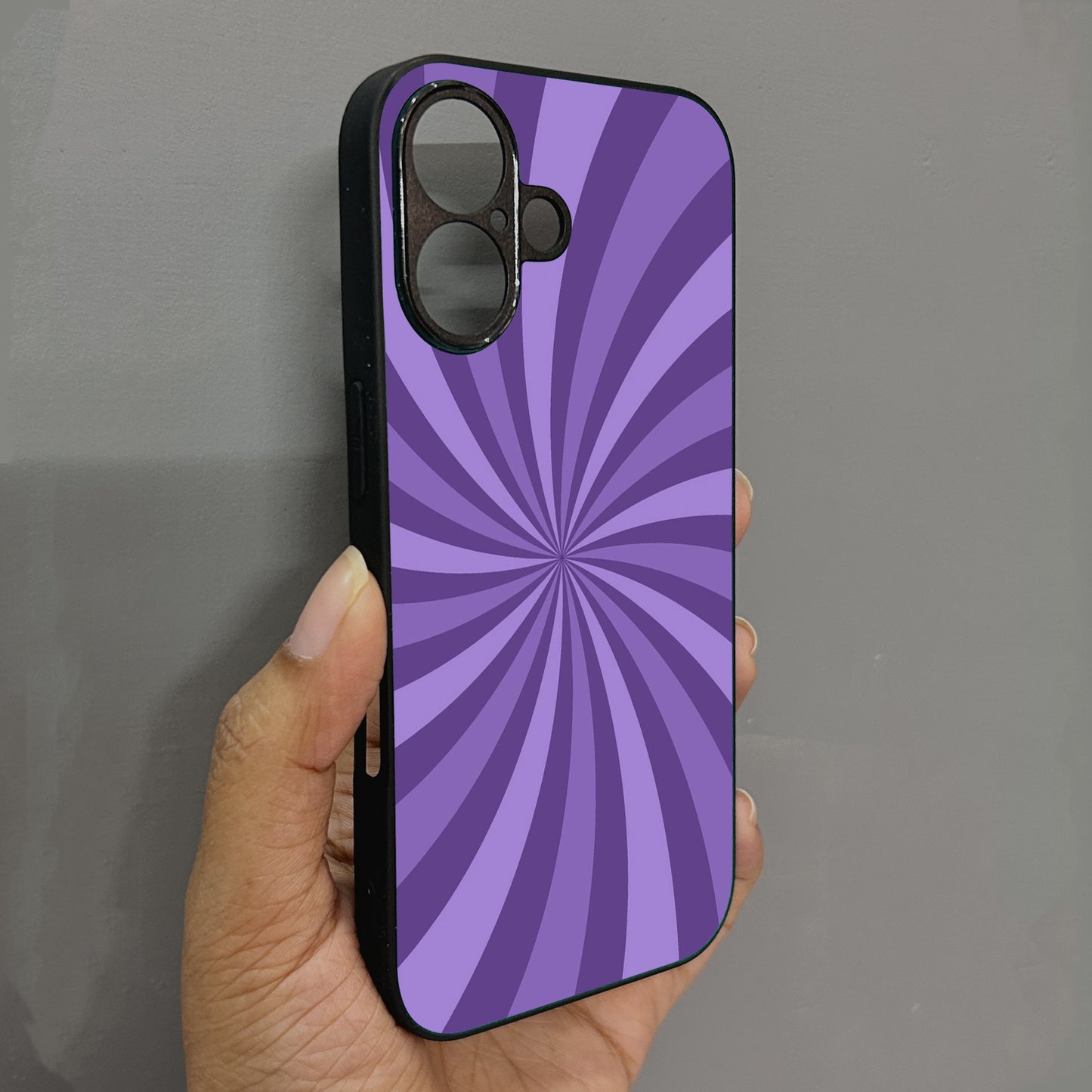 Purple Twist Metal Back Case for Apple Iphone 16