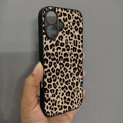 Cheetah Print Metal Back Case for Apple Iphone 16
