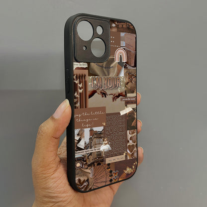 Aesthetic Brown Collage Metal Back Case for Apple Iphone 15