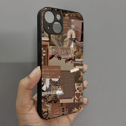 Aesthetic Brown Collage Metal Back Case for Apple Iphone 14 Plus