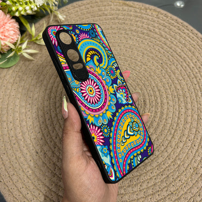 Phulkari Pattern Glossy Metal Back Case for Oneplus Nord CE 4 Lite (5G)