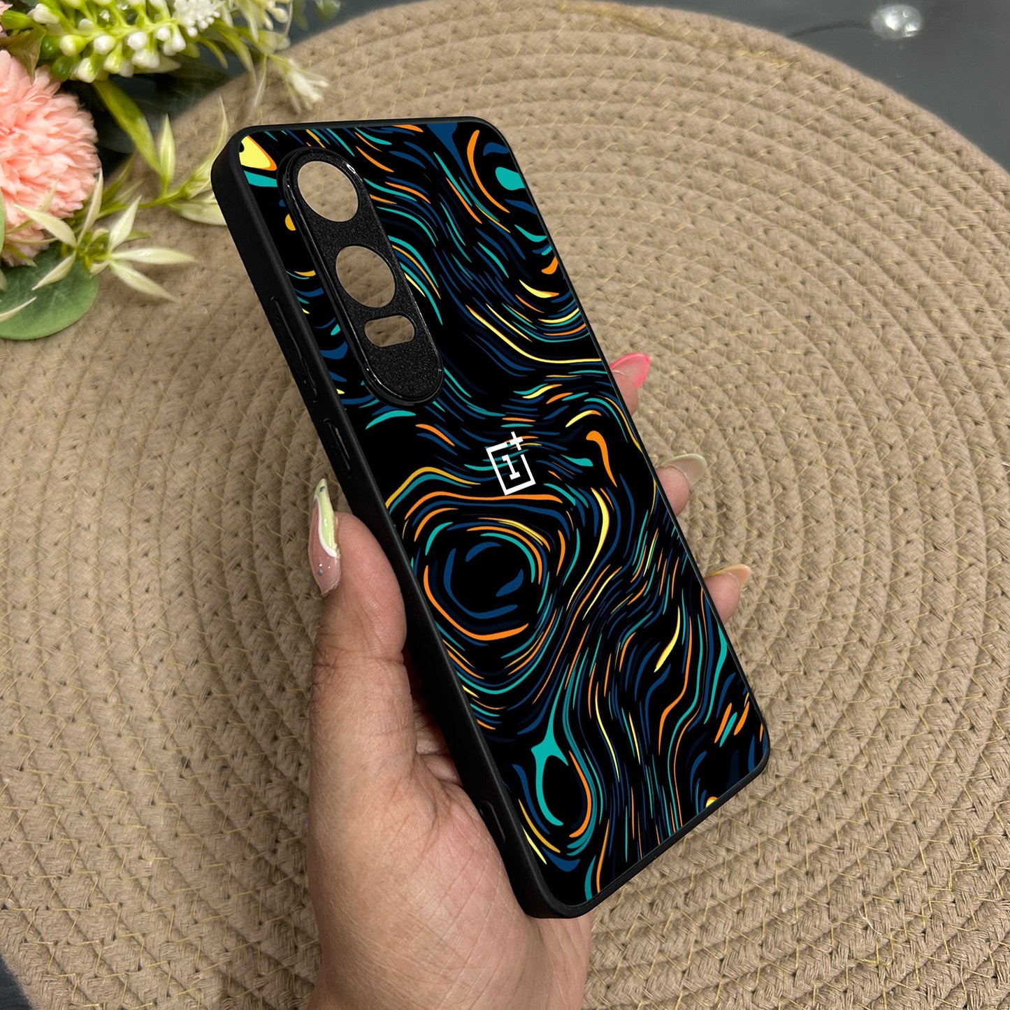 Glow Lines Glossy Metal Back Case for Oneplus Nord CE 4 Lite (5G)