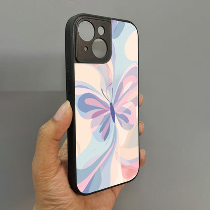 Artistic Butterfly Metal Back Case for Apple Iphone 15