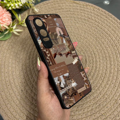 Aesthetic Brown Collage Metal Back Case for Oneplus Nord CE 4 Lite (5G)