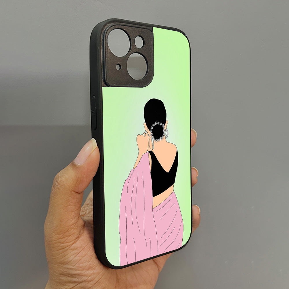 Saree Chic Metal Back Case for Apple Iphone 15