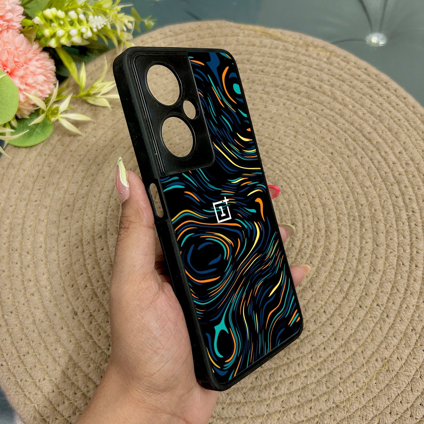 Glow Lines Glossy Metal Back Case for Oneplus Nord CE 3 Lite (5G)