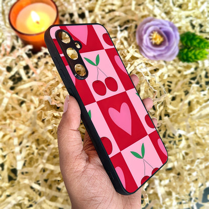 Cherry Heart Blocks Metal Back Case for Samsung Galaxy S23fe 5G