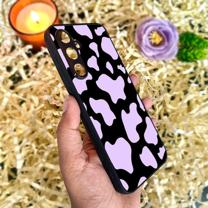 Lavender Cow Print Glossy Metal Back Case for Samsung Galaxy S23fe 5G