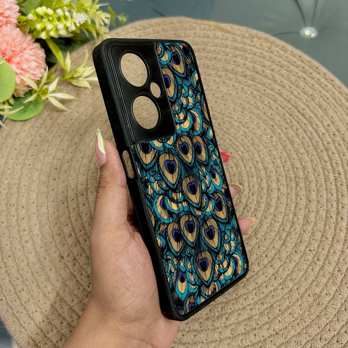 Peacock Feathers Metal Back Case for Oneplus Nord CE 3 Lite (5G)