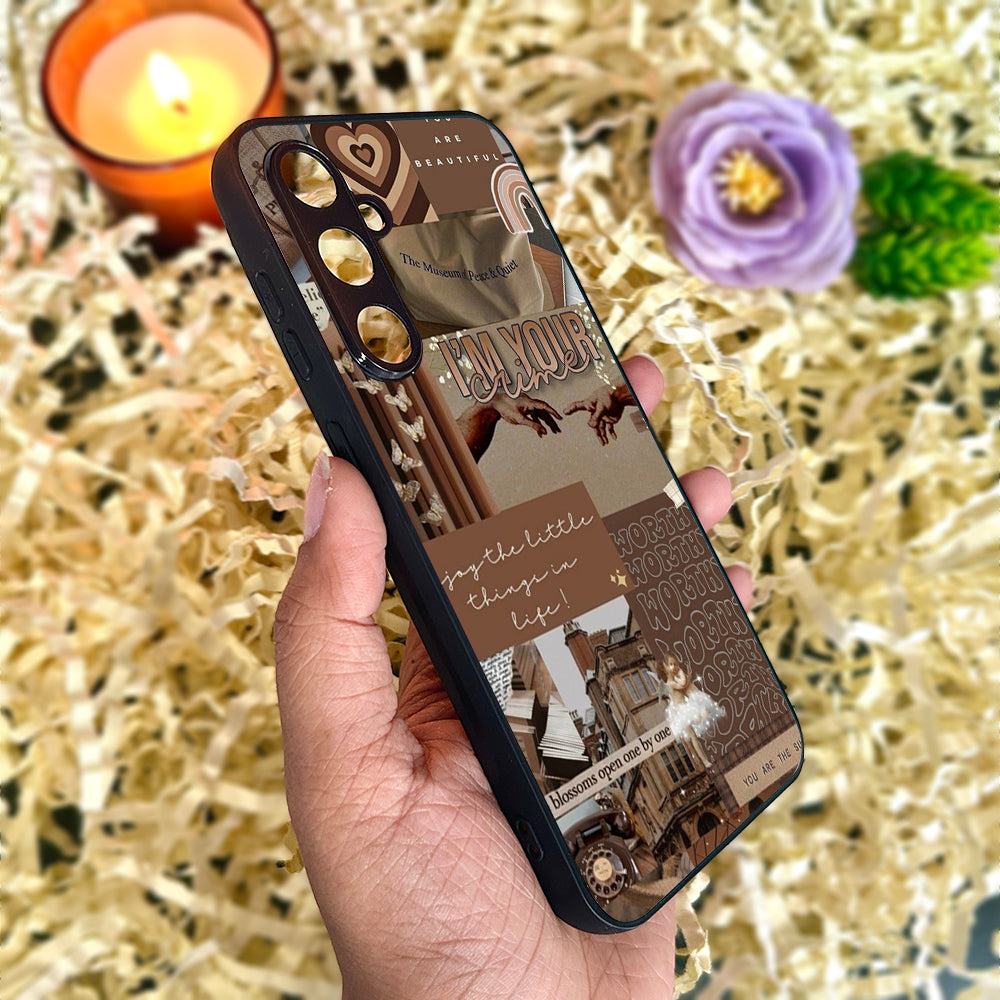 Aesthetic Brown Collage Metal Back Case for Samsung Galaxy S23fe 5G